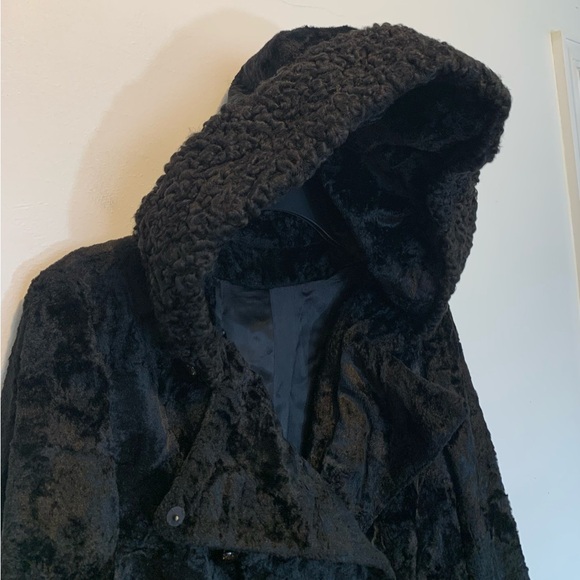 Vintage Saks 5th Ave Victorian Black Velvet Long Coat with Hood - Picture 5 of 14